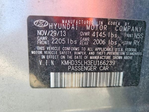 2014 HYUNDAI ELANTRA STD, Style, Tech — VINS