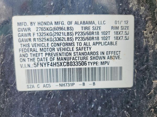 2012 HONDA PILOT EX-L