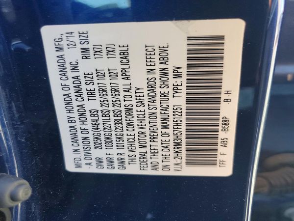 2015 HONDA CRV EX — VINS