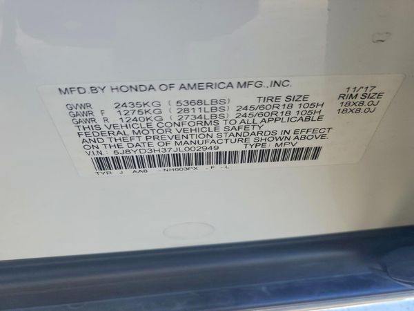 2018 ACURA MDX Standard — VINS