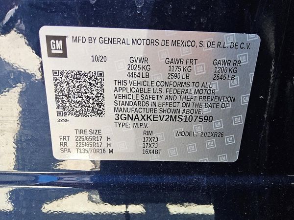 2021 CHEVROLET EQUINOX LT (1LT) — VINS