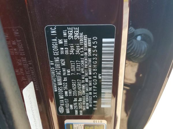 2017 KIA SORENTO — VINS