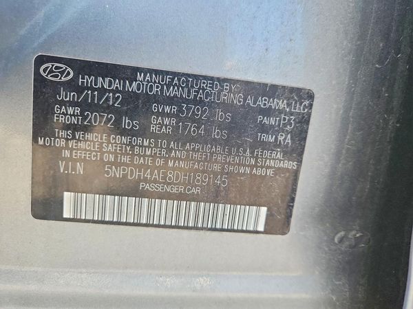 2013 HYUNDAI ELANTRA — VINS
