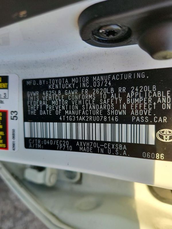 2024 TOYOTA CAMRY SOLA SE — VINS