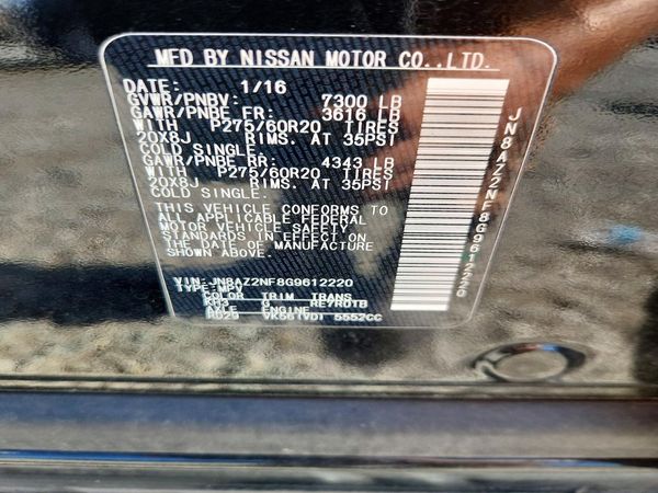 2016 INFINITI QX80 — VINS
