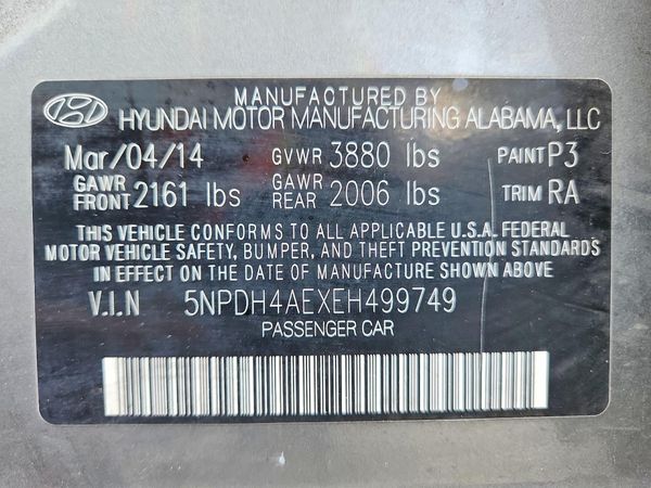 2014 HYUNDAI ELANTRA — VINS