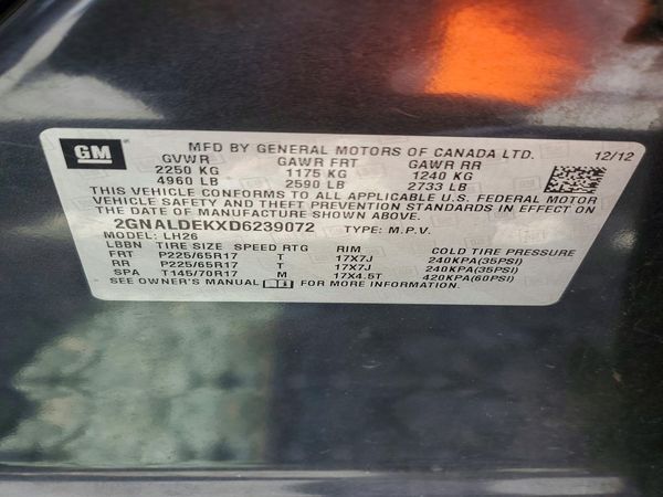 2013 CHEVROLET EQUINOX 1LT — VINS