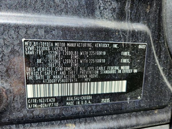 2022 TOYOTA RAV4 Limited — VINS