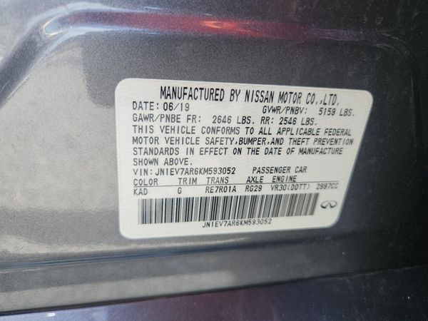 2019 INFINITI Q50 — VINS