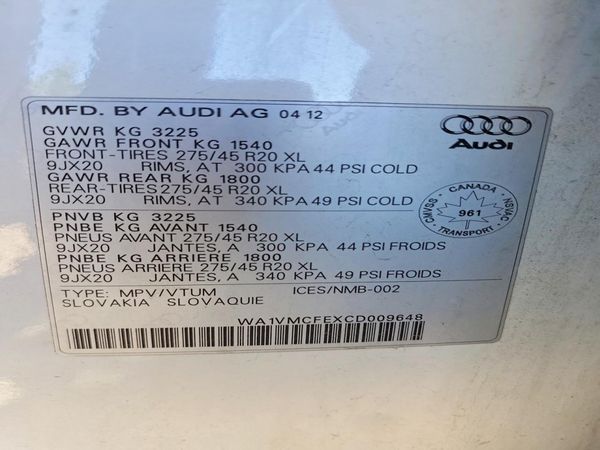 2012 AUDI Q7 Prestige — VINS