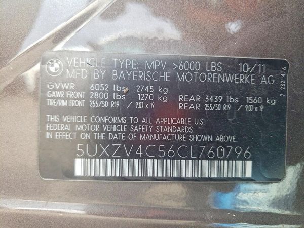 2012 BMW X5 xDrive35i — VINS