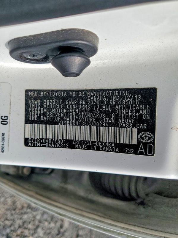 2014 TOYOTA COROLLA L/LE — VINS