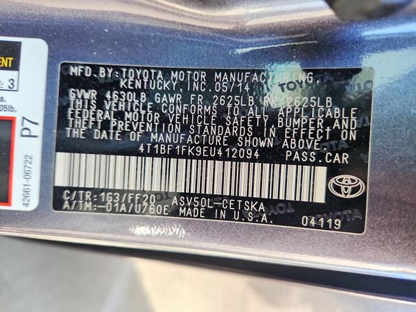 2014 TOYOTA CAMRY — VINS