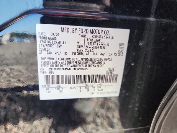 2020 FORD EDGE — VINS