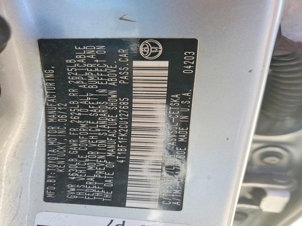 2012 TOYOTA CAMRY — VINS