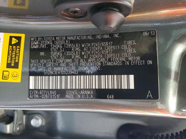 2013 TOYOTA HIGHLANDER Base/Hybrid — VINS