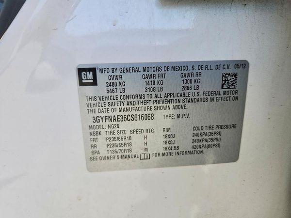 2012 CADILLAC SRX — VINS