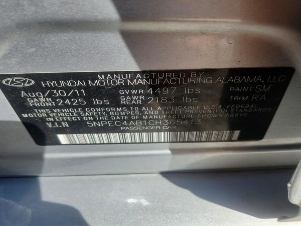 2012 HYUNDAI SONATA — VINS