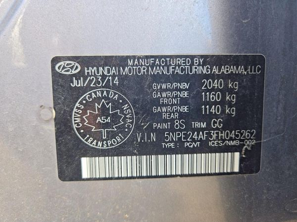 2015 HYUNDAI SONATA SE, ECO — VINS