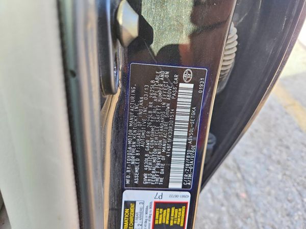 2013 TOYOTA CAMRY — VINS
