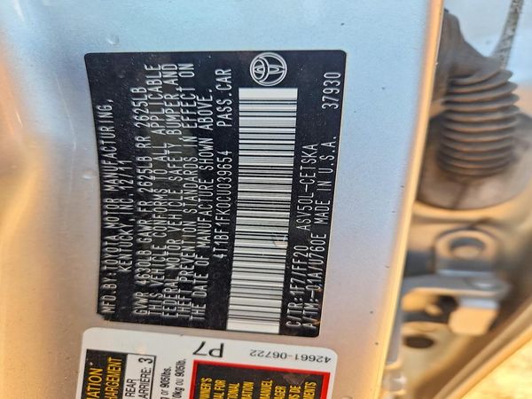 2012 TOYOTA CAMRY — VINS