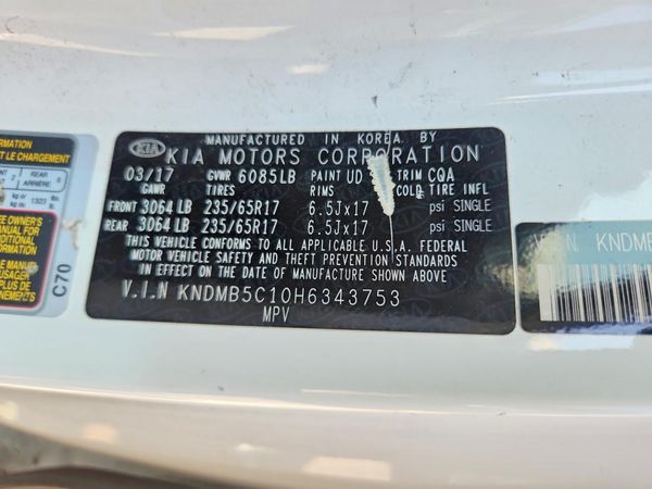 2017 KIA SEDONA LX — VINS