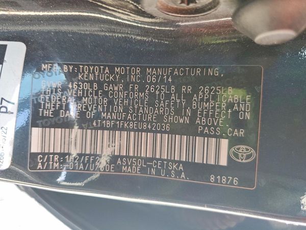 2014 TOYOTA CAMRY — VINS