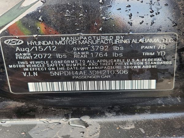 2013 HYUNDAI ELANTRA — VINS
