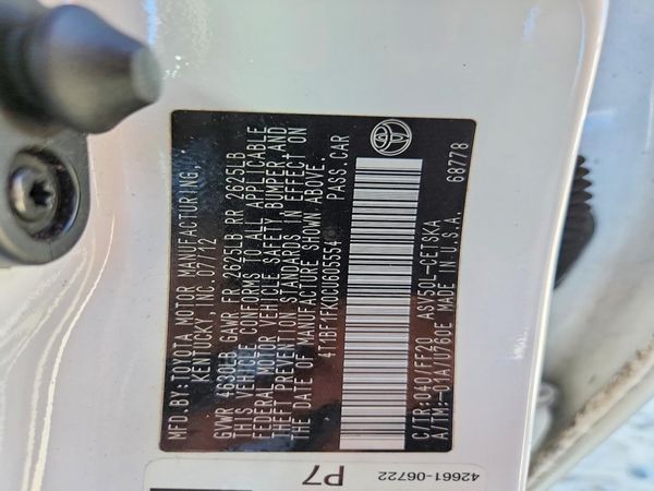 2012 TOYOTA CAMRY — VINS