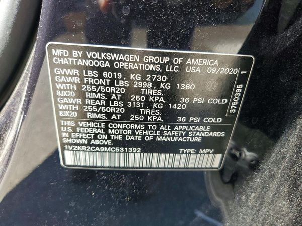 2021 VOLKSWAGEN ATLAS — VINS