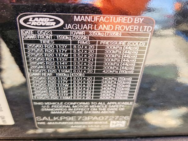 2023 LAND ROVER RANGE ROVER — VINS