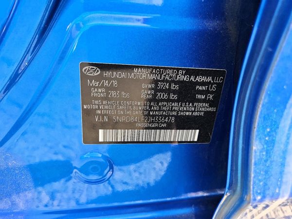 2018 HYUNDAI ELANTRA — VINS