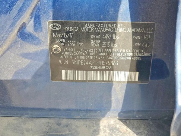 2017 HYUNDAI SONATA — VINS