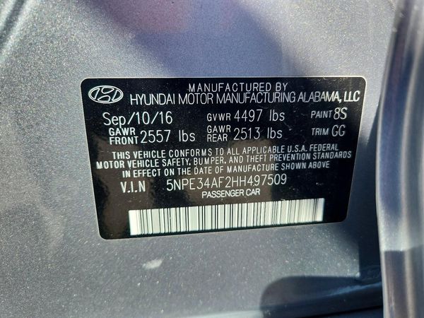 2017 HYUNDAI SONATA — VINS