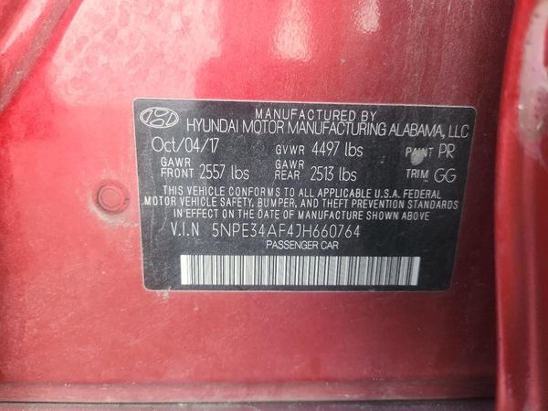 2018 HYUNDAI SONATA — VINS