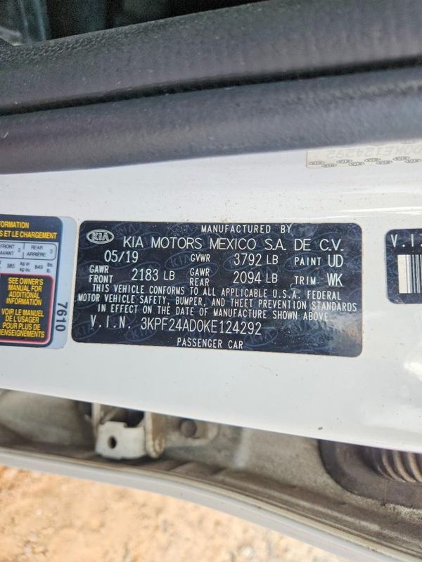 2019 KIA FORTE — VINS