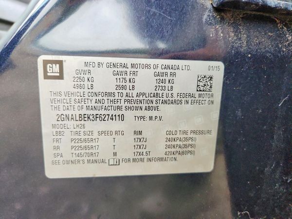2015 CHEVROLET EQUINOX 1LT — VINS