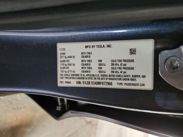 2021 TESLA MODEL 3 — VINS