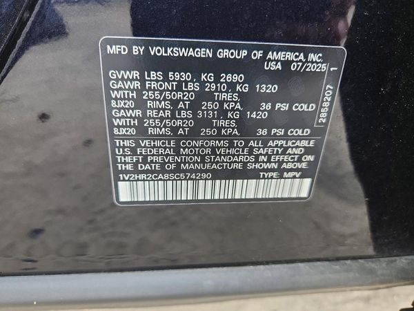 2025 VOLKSWAGEN ATLAS 4Motion SE — VINS