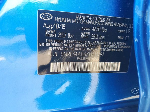 2019 HYUNDAI SONATA
