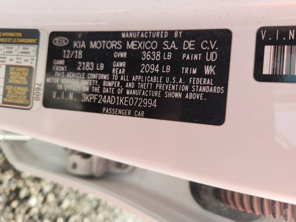 2019 KIA FORTE FE/LX/LXS — VINS