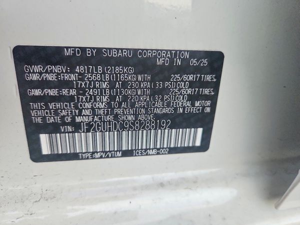 2025 SUBARU CROSSTREK — VINS