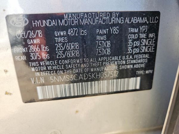 2019 HYUNDAI SANTA FE SEL, SEL Plus