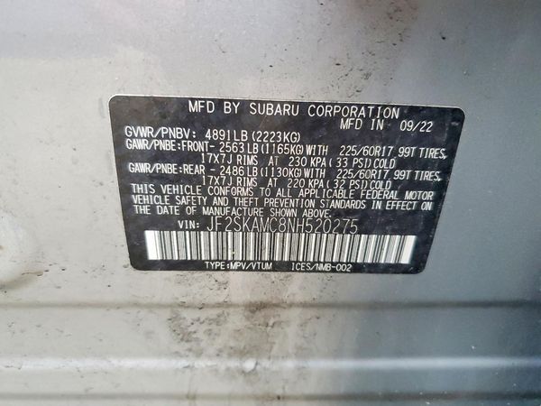 2022 SUBARU FORESTER Wilderness — VINS