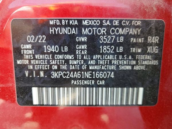 2022 HYUNDAI ACCENT SE, SEL — VINS