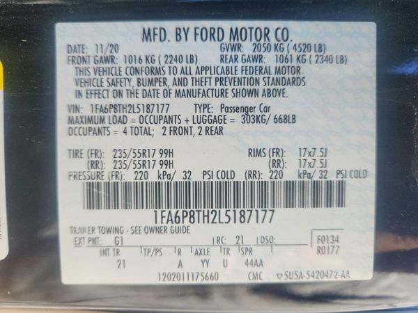 2020 FORD MUSTANG — VINS