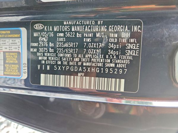 2017 KIA SORENTO — VINS