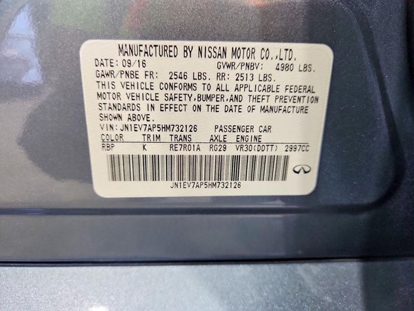 2017 INFINITI Q50 — VINS