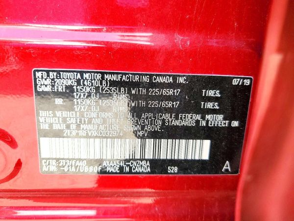2019 TOYOTA RAV4 XLE / XLE Premium 4WD — VINS
