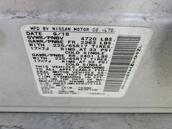 2019 NISSAN ROGUE — VINS